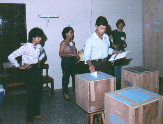 Placing the ballot in the box